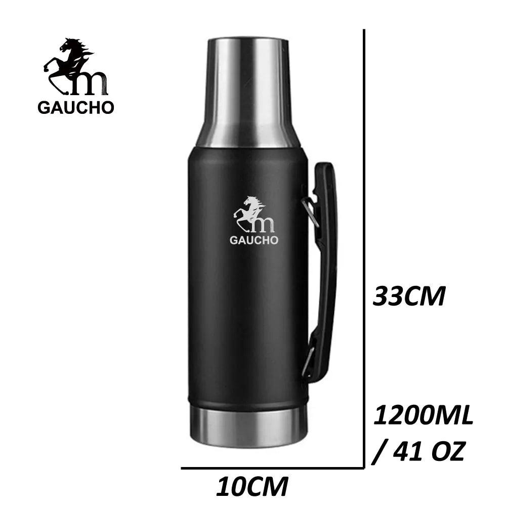 1 juego/lote de kits de viaje de yerba mate Gaucho que incluyen termo de acero inoxidable, taza de calabaza, bombilla, pajita, lata de té y separador de filtro.