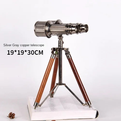 Telescopio de cobre puro, decoración de estilo europeo, americano y francés, decoración clásica suave para villas, oficinas y salas de exposición.