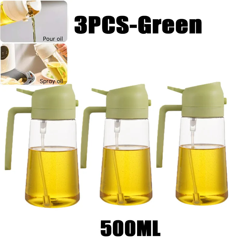 Botella pulverizadora de aceite de 200/300/500 ml para barbacoa, cocina, aceite de oliva, pulverizador de aceite de plástico para hornear, botella vacía, botella de vinagre o pincel de aceite