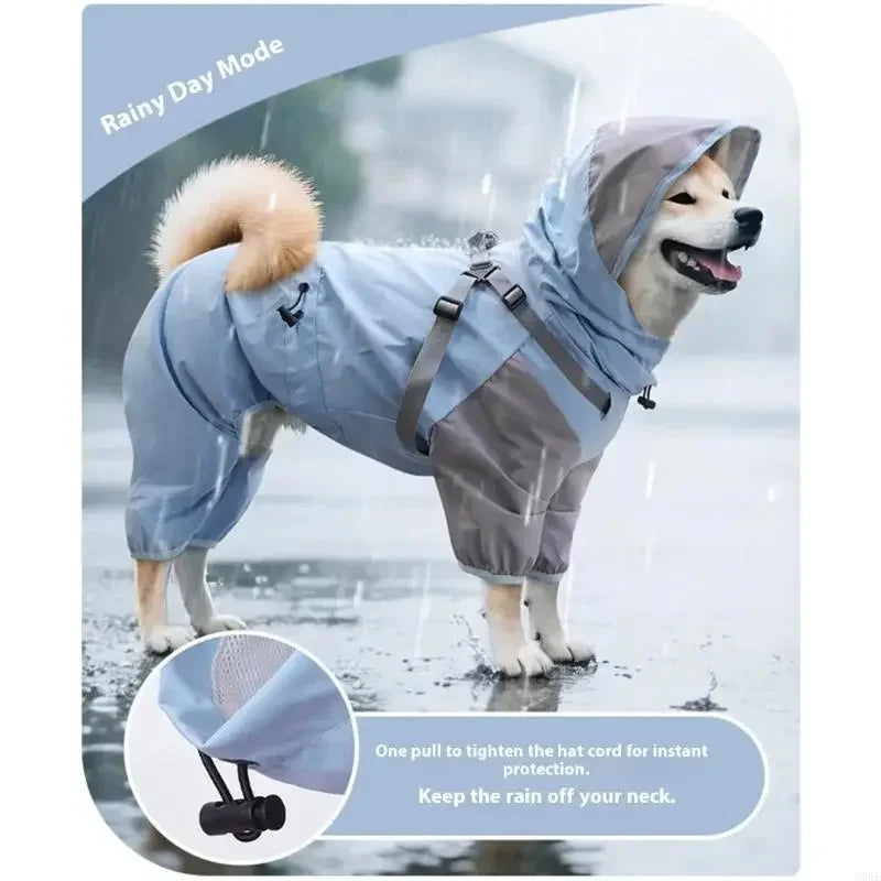 Impermeable para perros con capucha desmontable y puños elásticos para perros pequeños y grandes, ideal para actividades al aire libre y paseos.