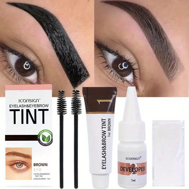 Kit 2 en 1 para teñir pestañas y cejas, herramienta de maquillaje profesional para colorear cejas y pestañas, ideal para uso diario.