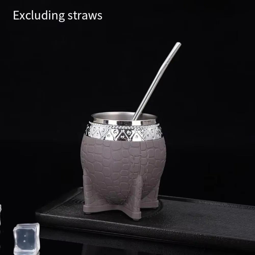 Taza para mate de acero inoxidable de doble capa con aislamiento térmico
