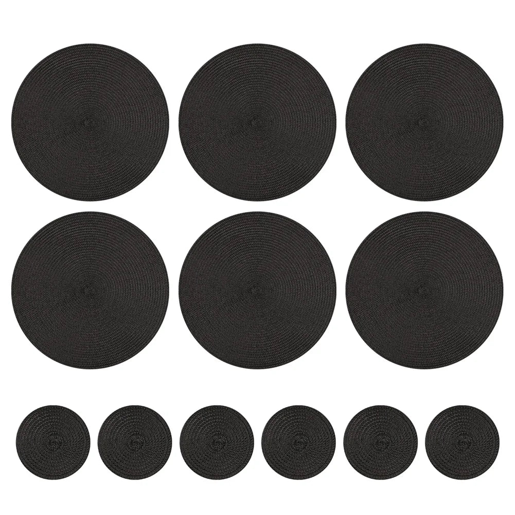 12 manteles individuales redondos trenzados lavables, antideslizantes, para mesa, vajilla, cuencos, decoración para el hogar y la cocina, posavasos.