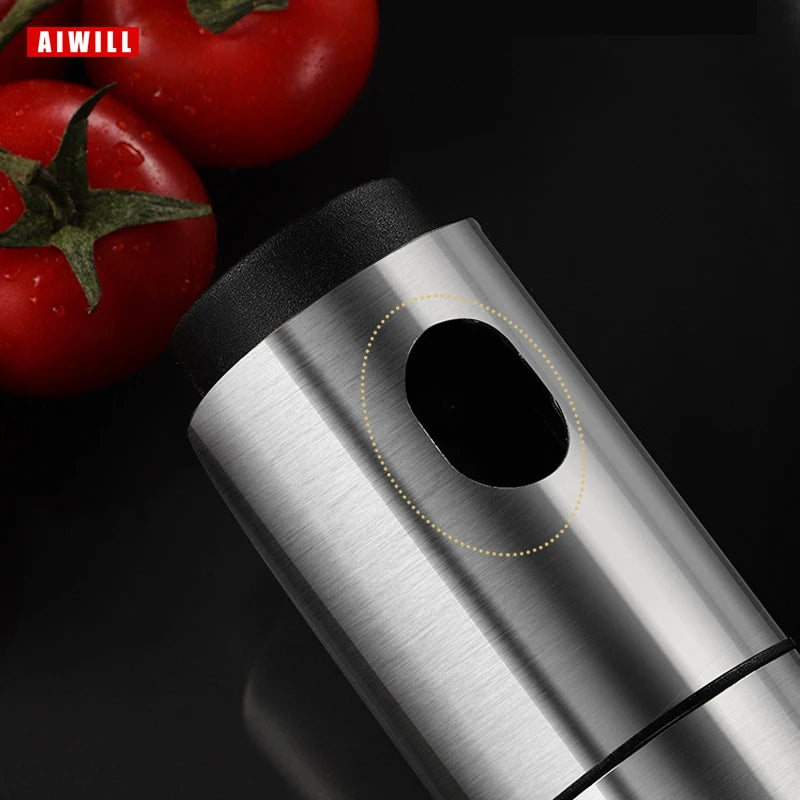 AIWILL Pulverizador de aceite de oliva de acero inoxidable de 100 ml, botella pulverizadora para aceite de cocina, lata de aceite para barbacoa, 1 unidad