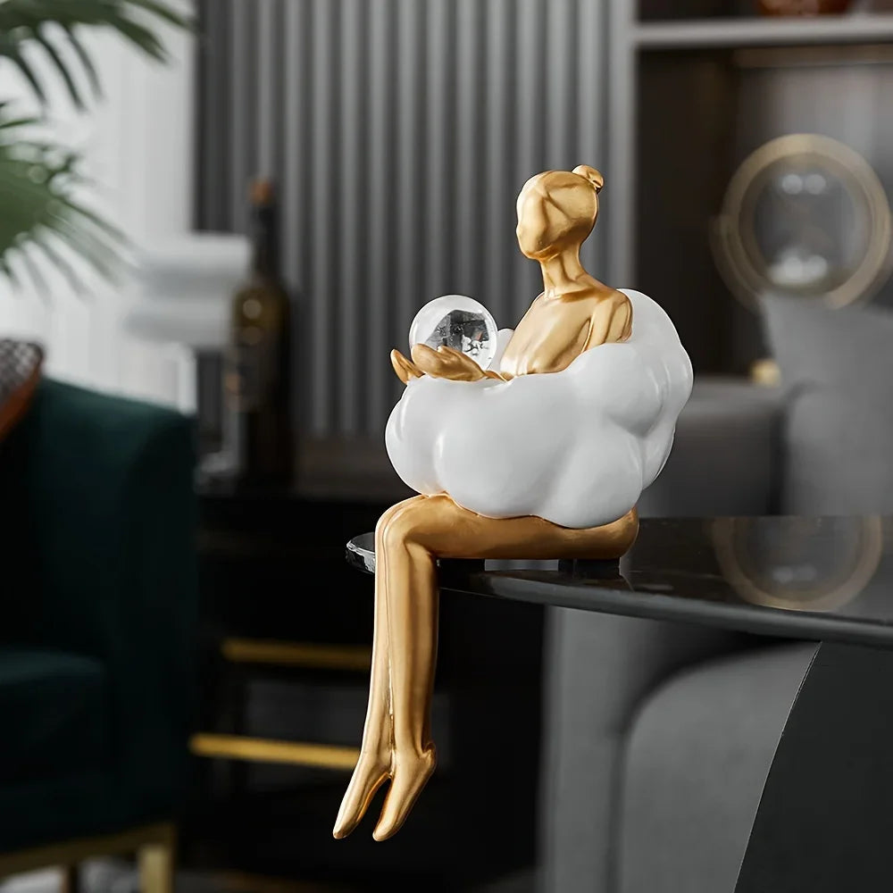 Escultura Chica Nube, Figura de Arte Abstracto, Estatua, Decoración Moderna de Mesa, Decoración de Lujo para el Hogar, Diseño Estético, Figurita, Artesanía