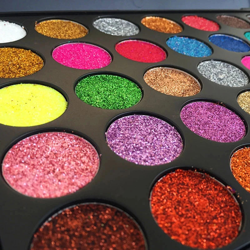 Paleta de sombras de ojos con lentejuelas de diamante de 35 colores, polvo brillante de alta pigmentación con purpurina y acabado satinado, maquillaje de larga duración e impermeable.