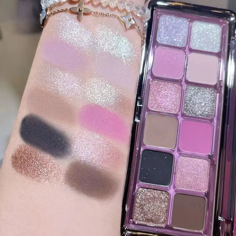 Plato de sombras de ojos de 12 colores, sombras de ojos mate perladas, para principiantes en maquillaje.