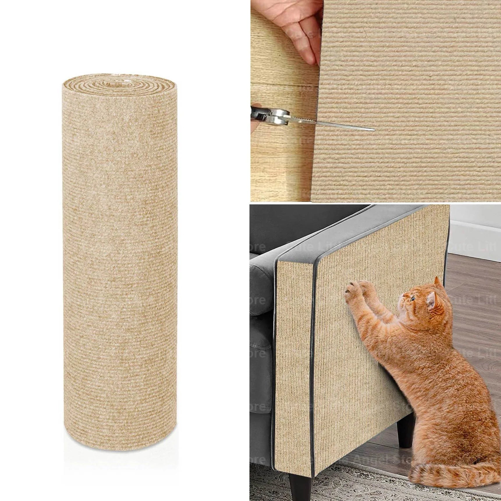 Protector de sofá rascador para gatos de 40x300cm, alfombrilla rascadora para gatos, protector de tablero recortable autoadhesivo, alfombra para rascador de gatos DIY