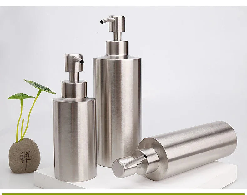 Dispensador de jabón líquido, botella para gel, acero inoxidable 304, plata, oro rosa, bomba para loción, jabón de manos, dispensador para cocina y baño.