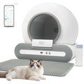 Arenero autolimpiable DOEL de 65 litros con control por aplicación, compatible ÚNICAMENTE con WiFi de 2,4 GHz, incluye alfombrilla para arena y bolsas de basura, apto para arena tipo tofu y mixta.