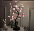 Lámpara de mesa con forma de árbol, alimentada por USB/pilas, con interruptor táctil, bonsái artificial de cerezo en flor, lámpara de escritorio LED decorativa.