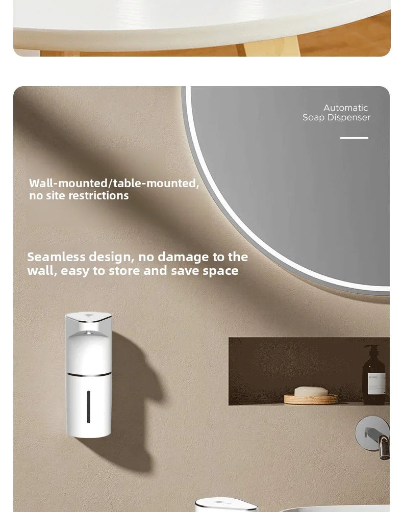 Nuevo dispensador automático de jabón en espuma 2026, máquina inteligente para baño con carga USB, color blanco, fabricado en ABS de alta calidad.