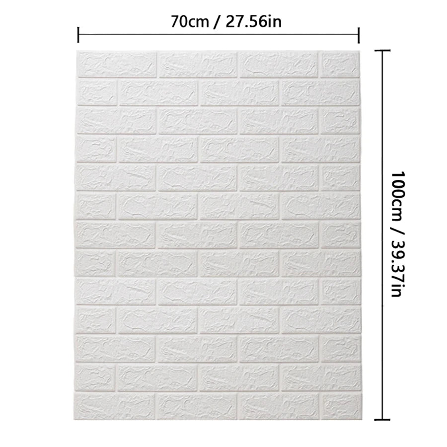 Papel pintado autoadhesivo 3D de 70 cm x 1/5/10 m, continuo, impermeable, con diseño de ladrillo. Ideal para sala de estar, dormitorio, habitación infantil y decoración del hogar.