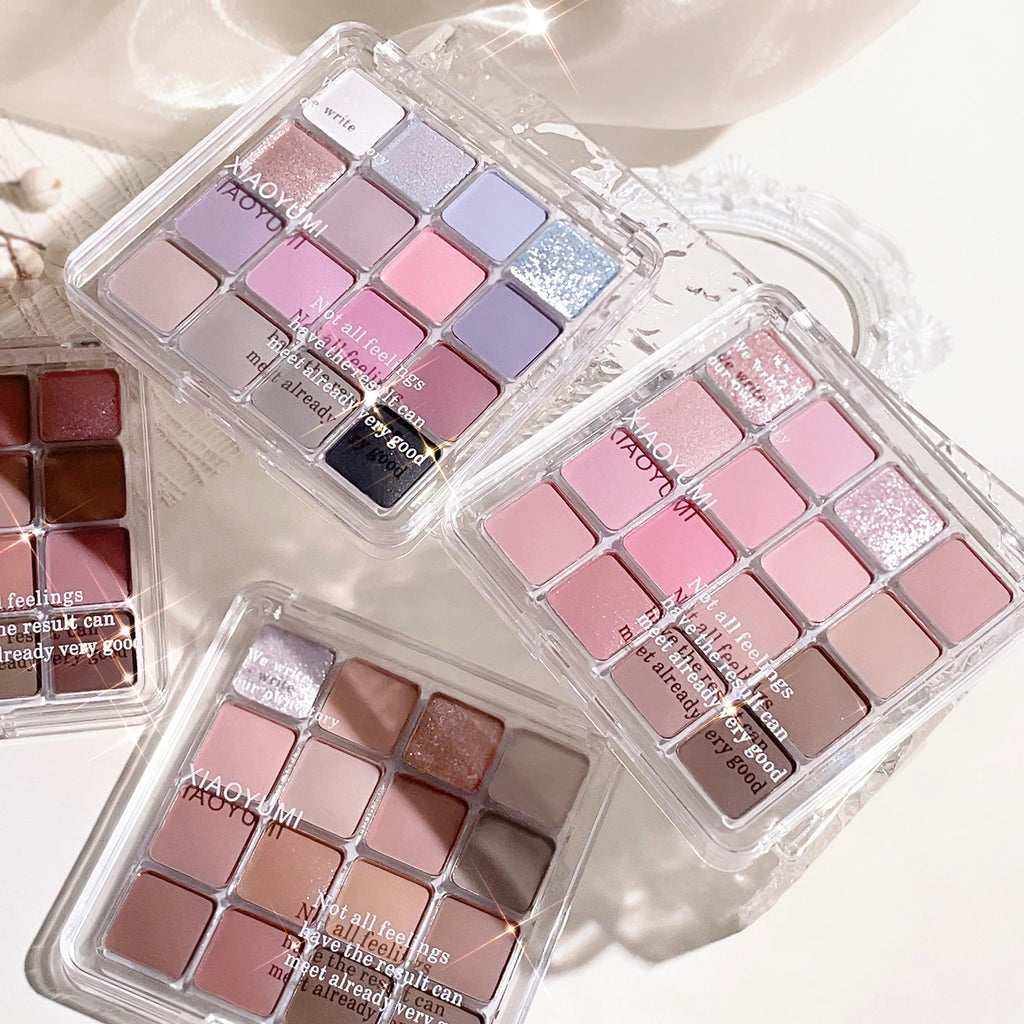 Paleta de sombras de ojos Sunset Magic con dieciséis colores, acabado mate nacarado en tonos tierra, maquillaje coreano.