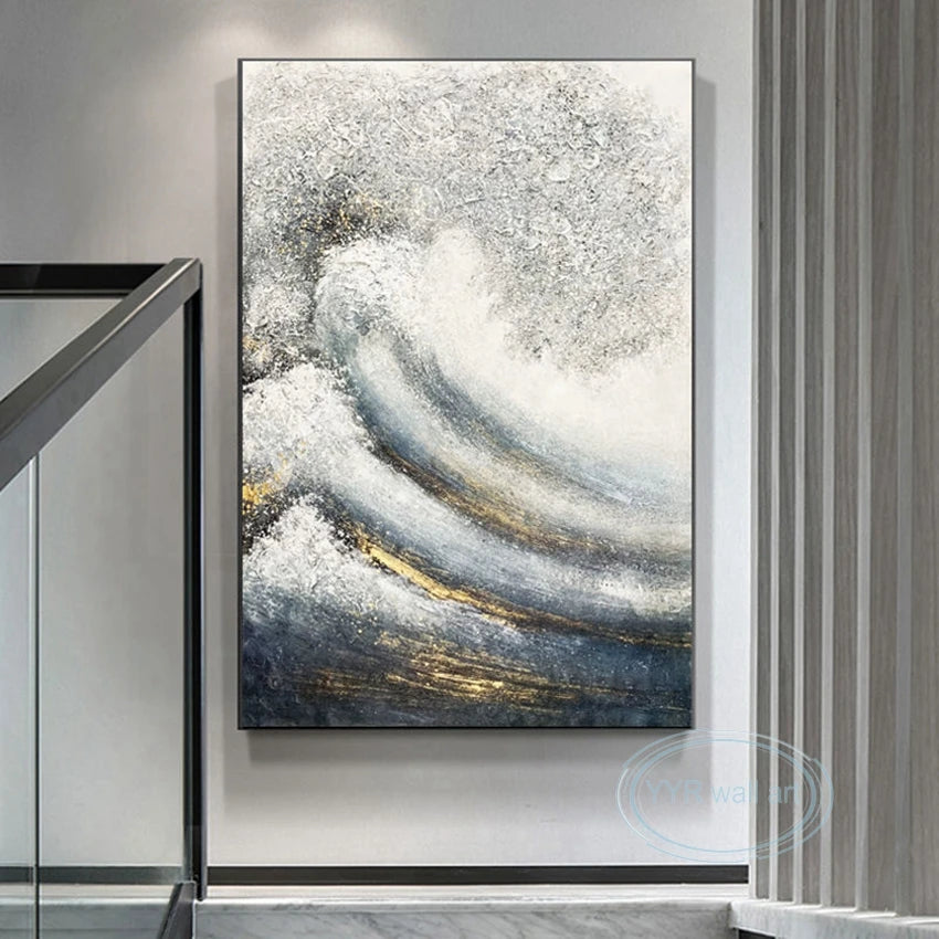 Pintura al óleo abstracta nórdica, lienzo hecho a mano, mural decorativo acrílico sin marco, imagen colgante para sala de estar, dormitorio, pasillo, porche.