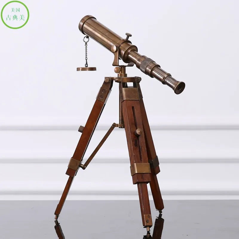 Telescopio de cobre puro, decoración de estilo europeo, americano y francés, decoración clásica suave para villas, oficinas y salas de exposición.