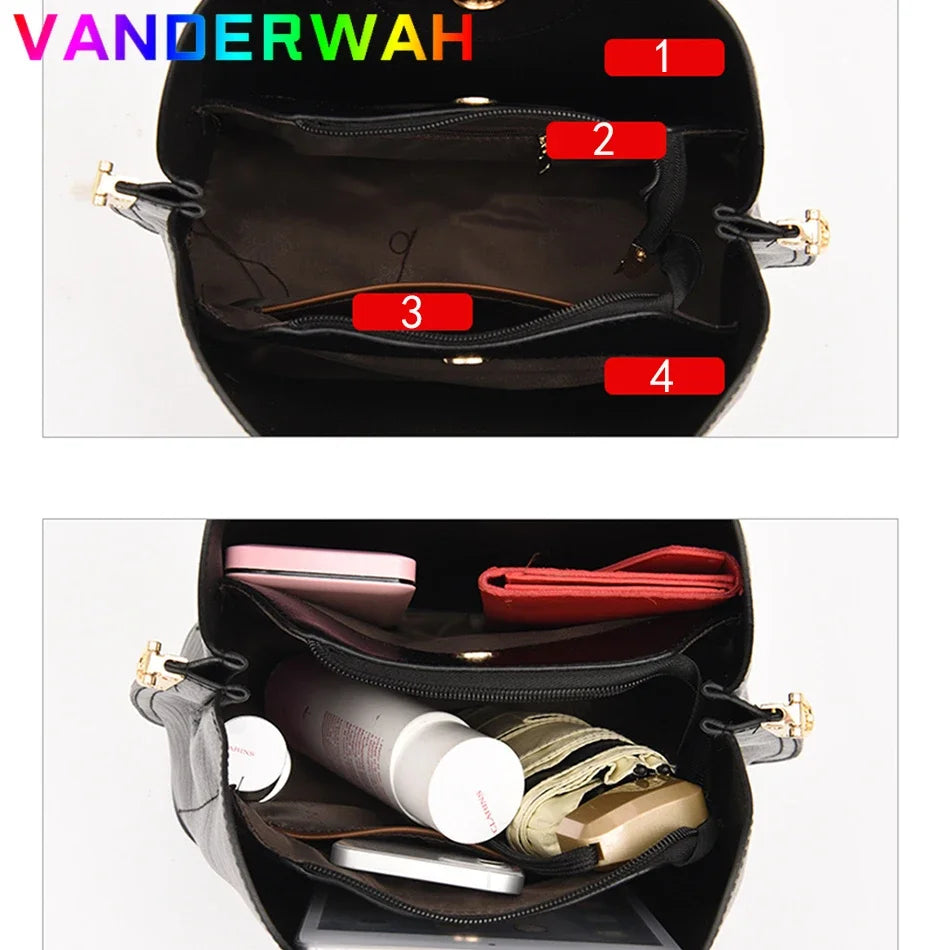 Bolso pequeño de mano de 3 capas de la marca Brand, de piel aceitada, bolsos de lujo para mujer, bolsos de hombro y bandolera de diseñador para mujer.