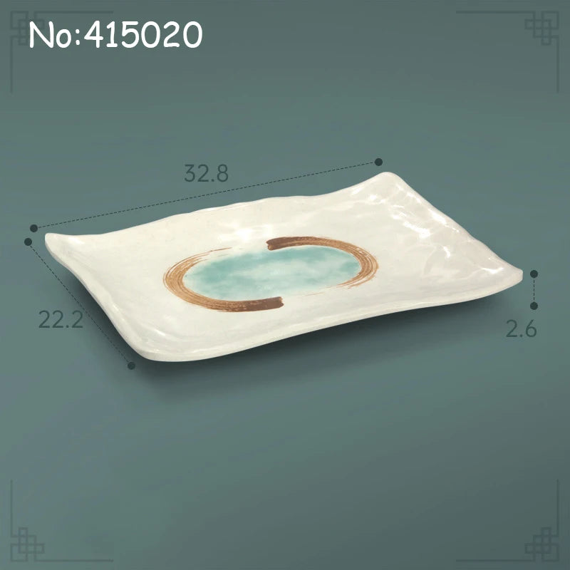 Juego de platos planos de melamina, bandeja comercial para comida rápida, plato plano para sushi y filete de restaurante, estilo palacio, vajilla irrompible