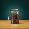 Tarros de vidrio cuadrados con tapa de bambú para almacenar granos de café, cereales, fideos y otros alimentos. Organizadores de cocina.