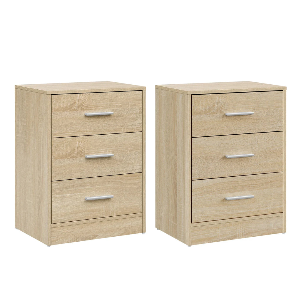 WOLTU Juego de 2 mesitas de noche de 39x54x28cm con 3 cajones, mueble de almacenamiento moderno para dormitorio y sala de estar.