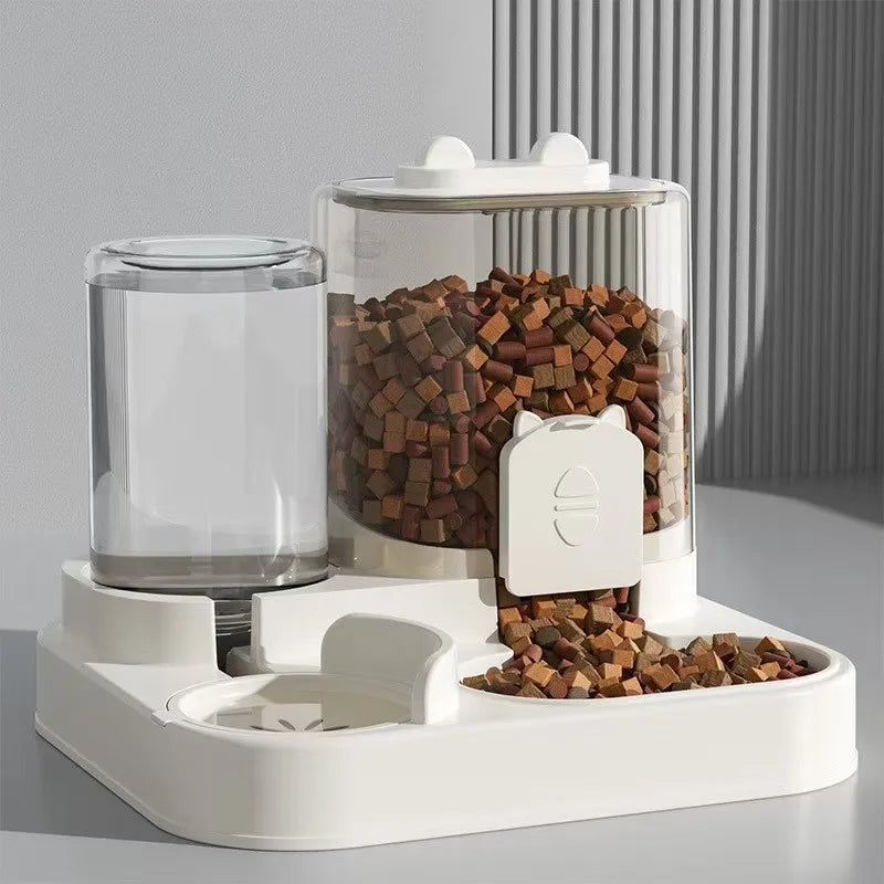 Comedero automático para perros y gatos con bebedero, dispensador de comida de gran capacidad y accesorios para cachorros y mascotas.