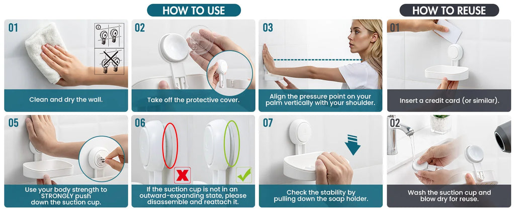 Jabonera TAILI para ducha, soporte impermeable para jabón de ducha, jabonera resistente sin necesidad de taladrar, para baño y fregadero de cocina.