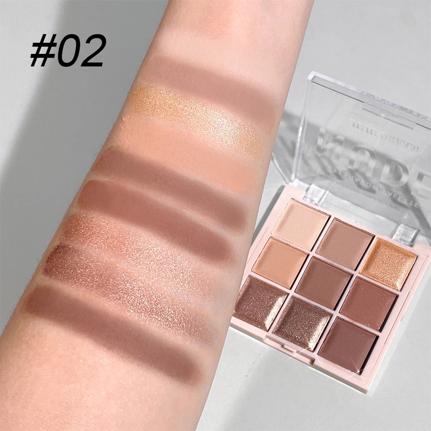 Paleta de sombras de ojos JUJU DREAM de 9 colores, acabado mate y brillante, tonos suaves de té con leche, compacta y fácil de usar para el maquillaje diario de los estudiantes.