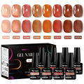 Set de 8 esmaltes de uñas en gel nude con caja, color translúcido, semipermanente, de fácil remoción, para uñas, con luz UV y LED. Suministros para manicura.