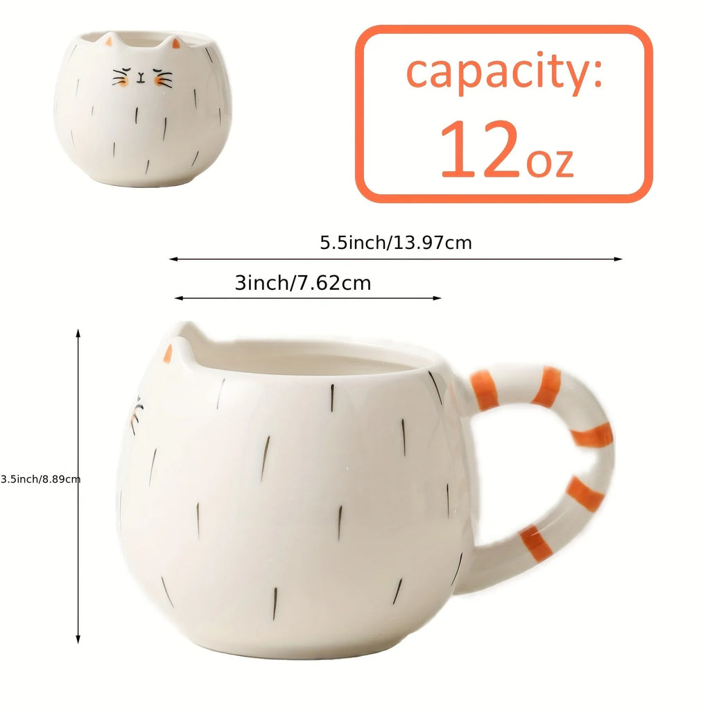 Taza de agua de cerámica, taza de té con leche para la merienda, taza de café con leche para el té con leche, taza con forma de gato adorable, juego de bebidas para el hogar