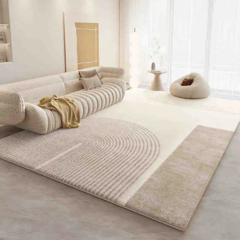 Alfombra de felpa suave, gruesa y antideslizante de color crema para sala de estar, dormitorio, hogar, sofá, mesa de centro. Alfombra antifrío.