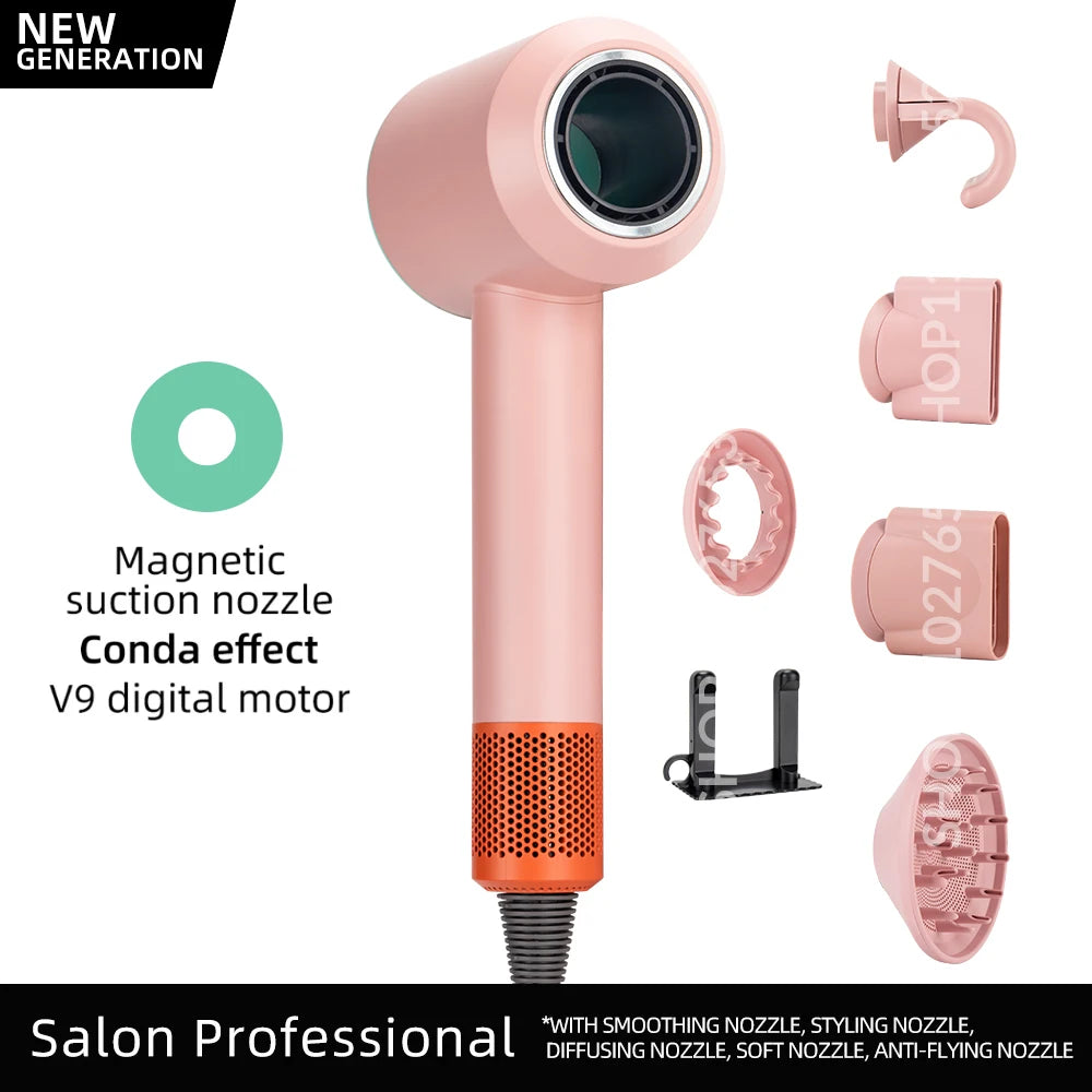 Secador de pelo iónico 5 en 1 con difusor. Aparatos profesionales para el cuidado del cabello. Secador de pelo sin aspas para peluquería femenina. Súper secador de pelo.