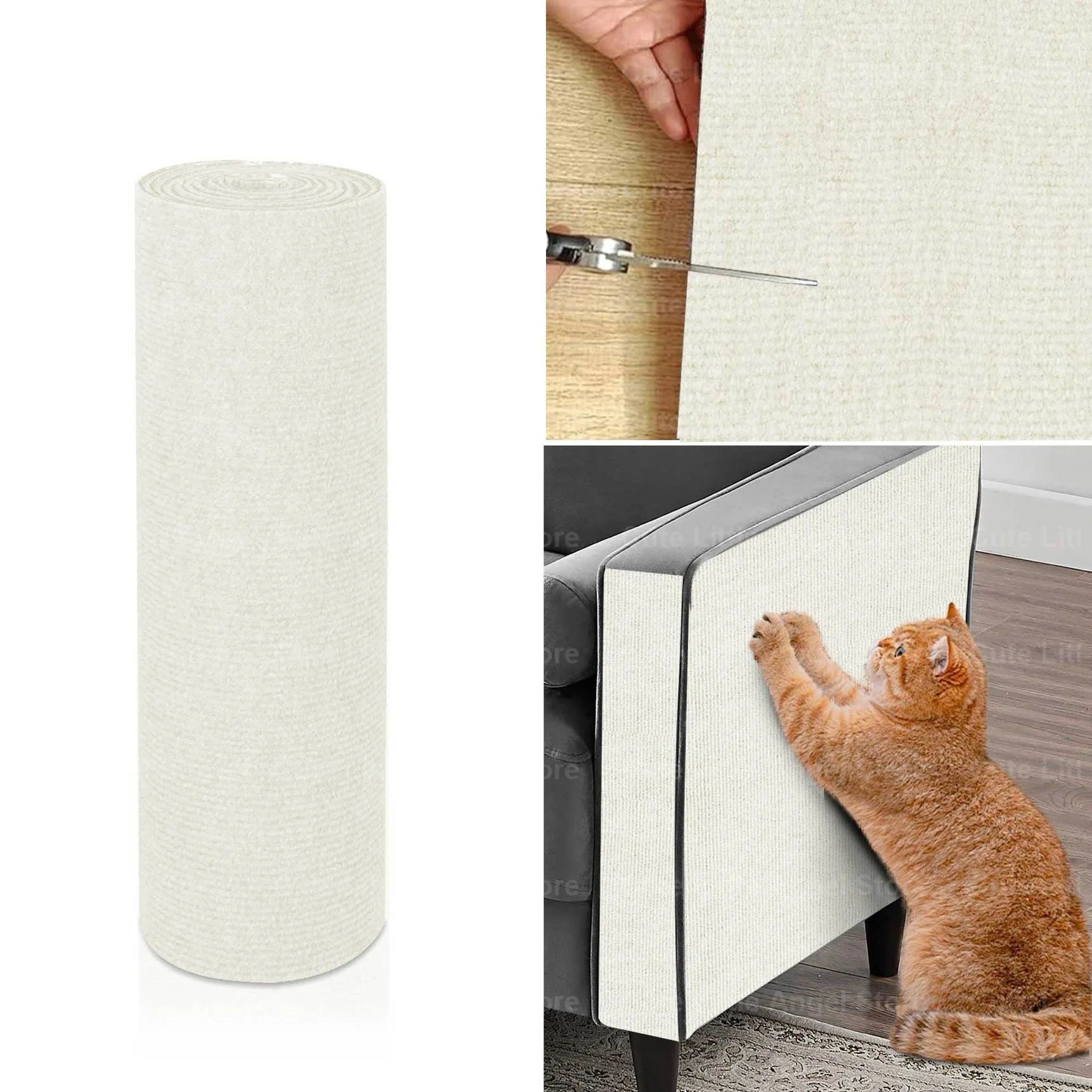 Protector de sofá rascador para gatos de 40x300cm, alfombrilla rascadora para gatos, protector de tablero recortable autoadhesivo, alfombra para rascador de gatos DIY