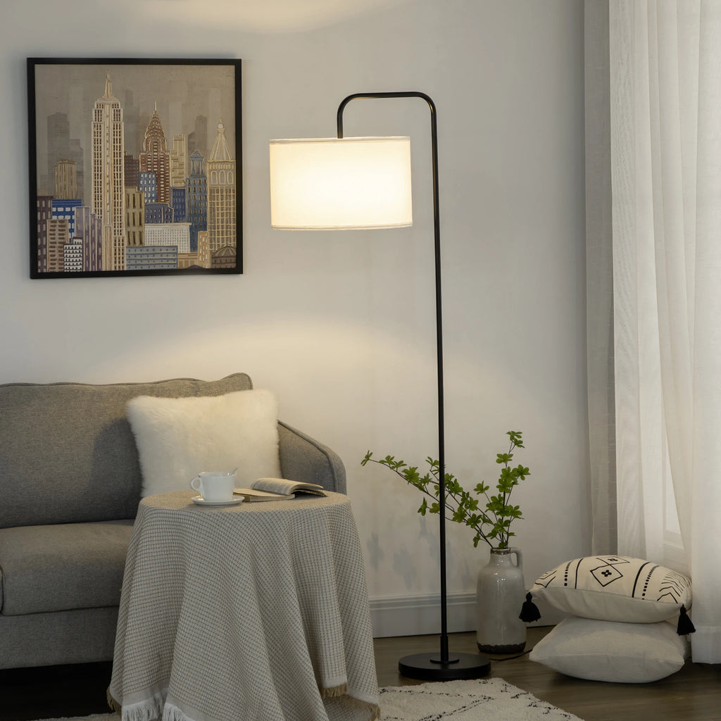 Lámpara de pie Homcom con casquillo E27, potencia máxima de 40 W, con pantalla de lino, 64 x 38 x 163,5 cm.