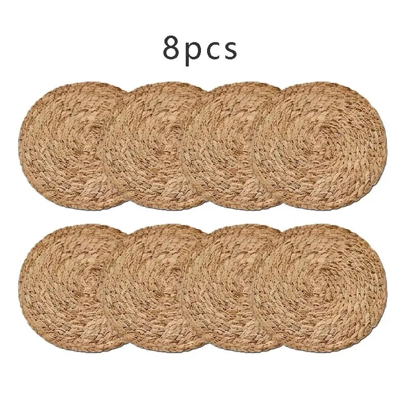Salvamanteles de ratán tejidos a mano, manteles individuales redondos aislantes del calor, manteles individuales tejidos naturales para comedor, decoración del hogar y bodas al por mayor