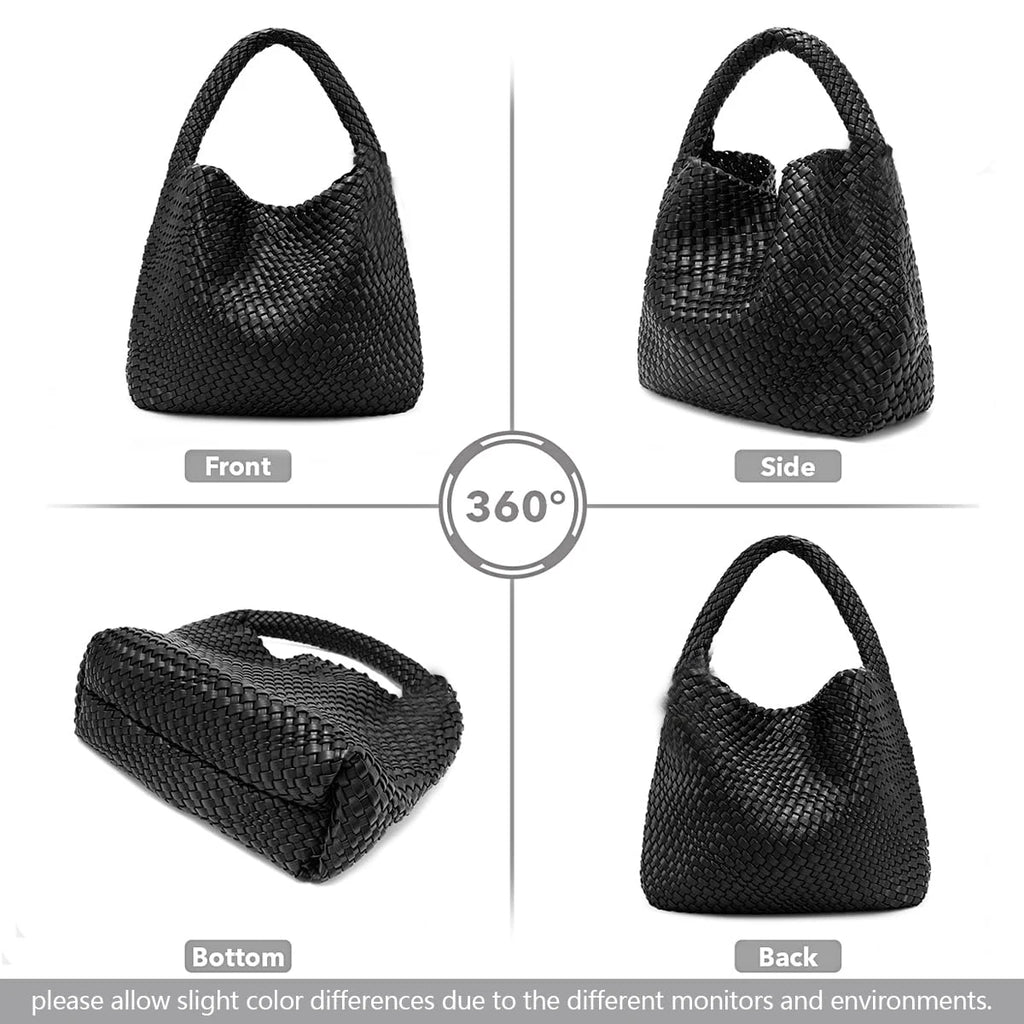 Bolso tote tejido para mujer, bolso de mano grande tejido, bolso de hombro de cuero suave, bolso de compras para el trabajo, bolso tote de playa de verano con monedero