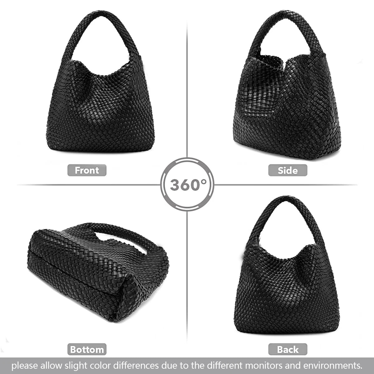 Bolso tote tejido para mujer, bolso de mano grande tejido, bolso de hombro de cuero suave, bolso de compras para el trabajo, bolso tote de playa de verano con monedero