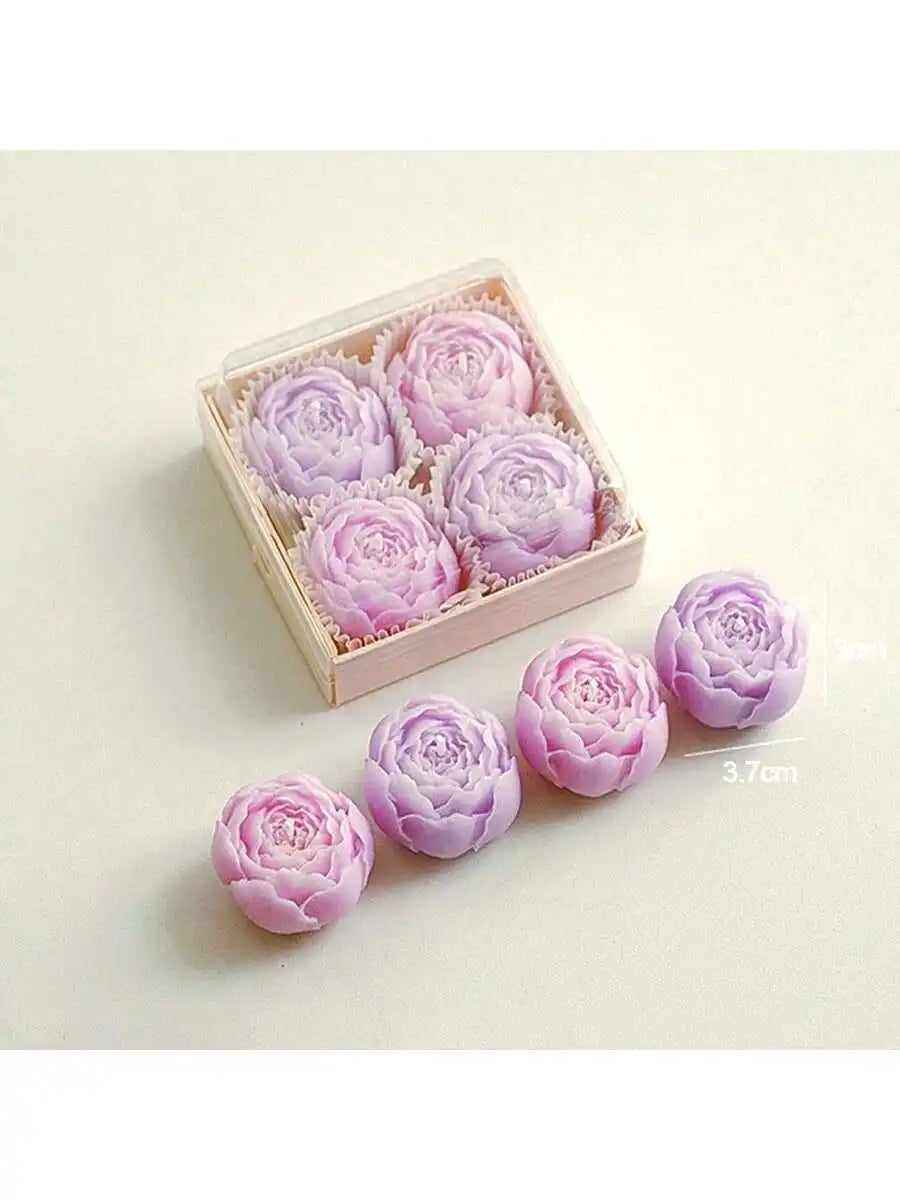Juego de 4 velas aromáticas de rosas hechas a mano, velas perfumadas, velas con forma de ramo hechas a mano, decoración para el hogar, ideales como regalo de San Valentín.