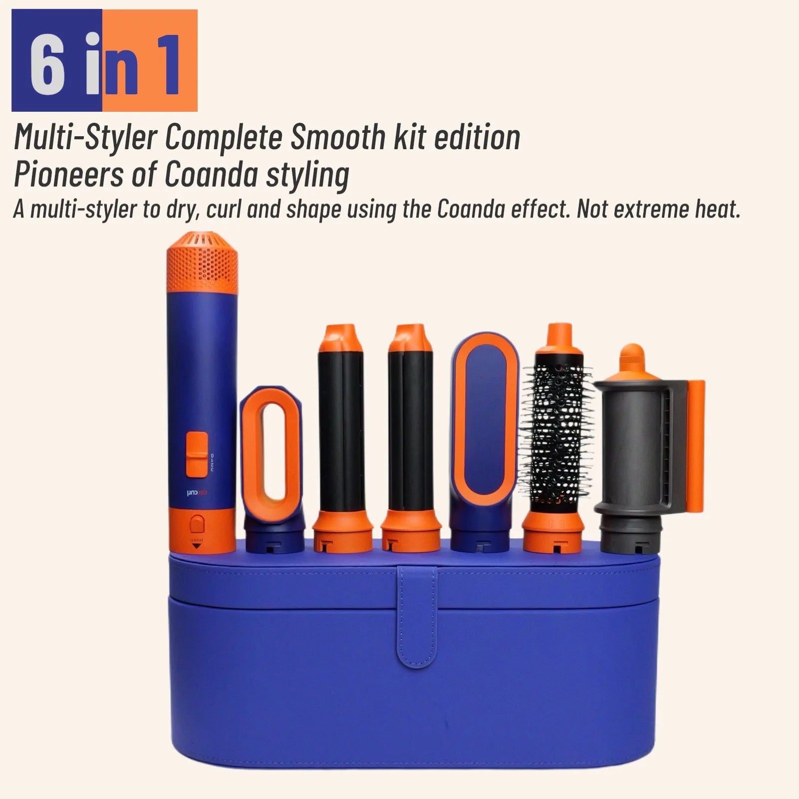 Secador de pelo 6 en 1, nuevo y suave. Secador de pelo 6 en 1 con rizador, cepillo de aire caliente y herramienta de peinado MultiStyler.
