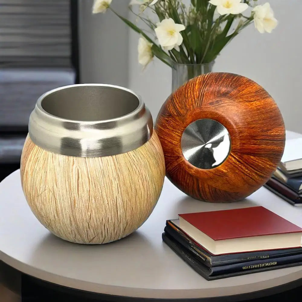 Juego de mate Gaucho Yerba Mate de acero inoxidable con forma de calabaza, 210 ml, aislamiento térmico, filtro extraíble, pajita, bombilla y cepillo de limpieza.