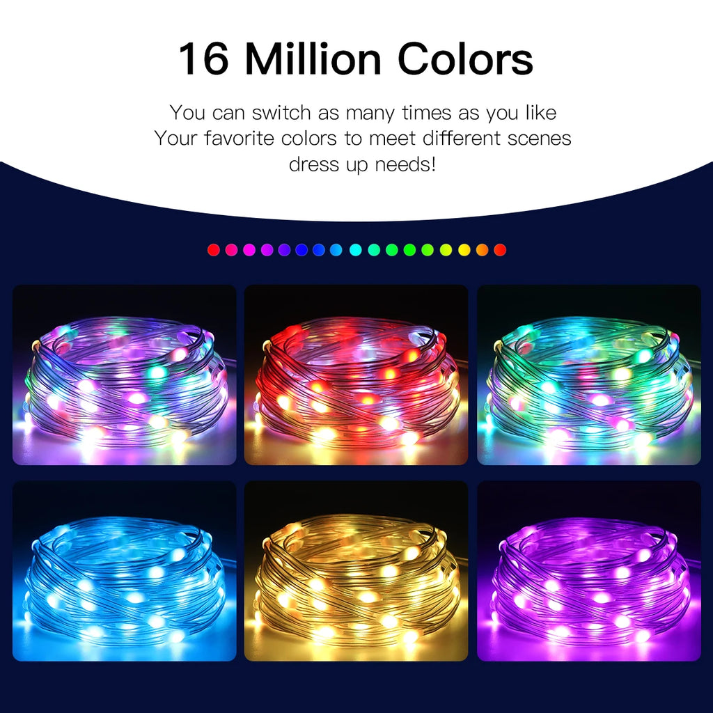 Guirnalda de luces LED Bluetooth WS2812B Dreamcolor RGBIC DIY para fiestas, festivales, árboles de Navidad, decoración de bodas, guirnalda, lámpara USB