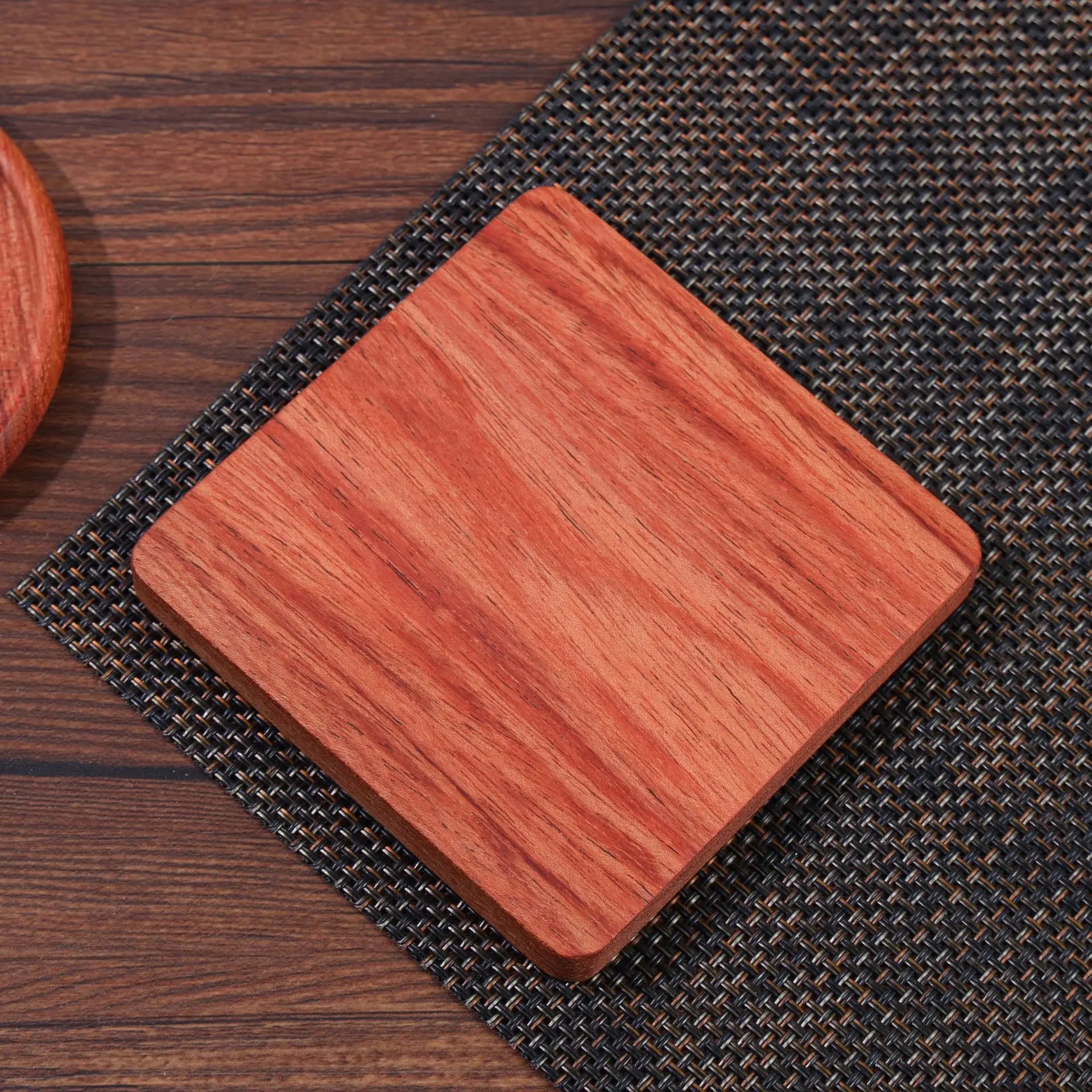 Posavasos de madera de nogal de 8,8 cm para vasos y tazas, salvamanteles redondos y cuadrados de madera, resistentes, para té y café.