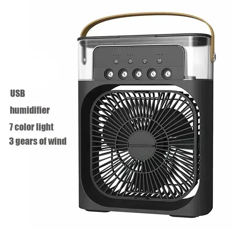 Ventilador 3 en 1, aire acondicionado doméstico pequeño, enfriador de aire, luz nocturna LED, humidificador portátil, ventilador con ajuste de aire, ventilador para oficina y hogar.