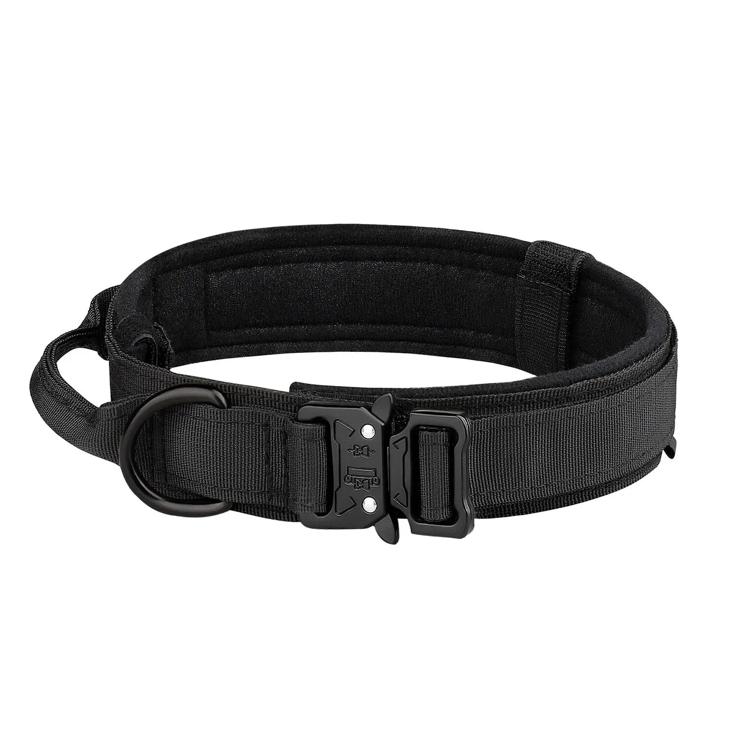 Collar táctico para perros de exterior con hebilla metálica, transpirable, de nailon, para entrenamiento de perros medianos y grandes.