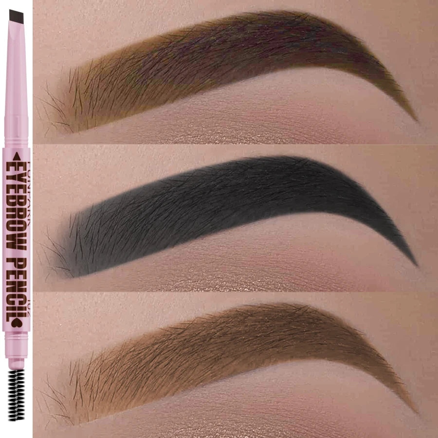 Lápiz de cejas 2 en 1, maquillaje profesional para mujer, 5 colores, resistente al agua, pincel para tatuaje de cejas, larga duración.