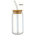 1 vaso de vidrio con tapa de bambú y pajita, 350 ml/550 ml, tarro Mason, taza de café con forma de lata de cerveza para cócteles, whisky, leche, zumo, cola.