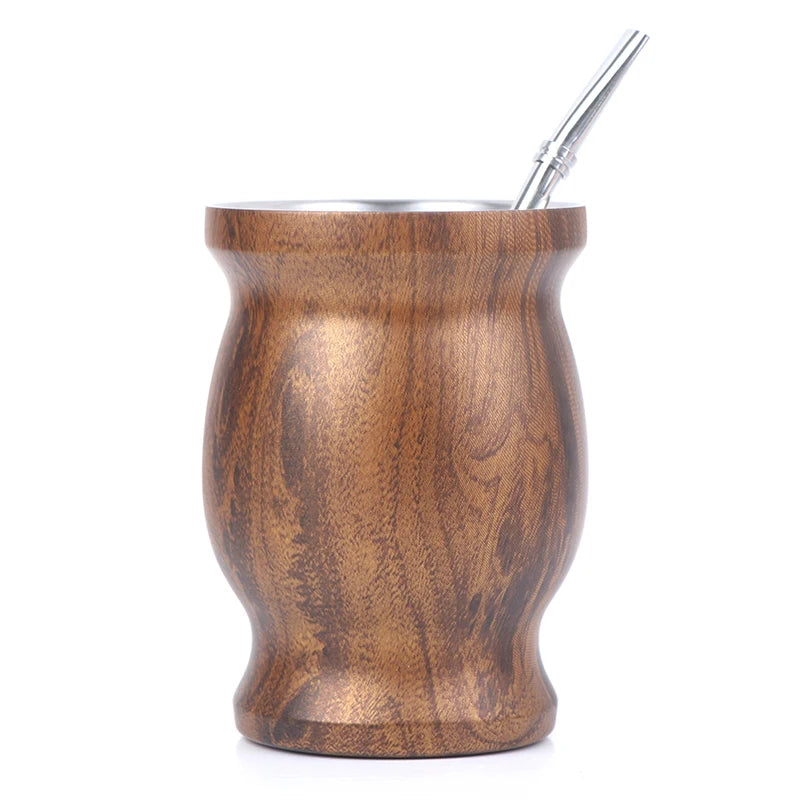 Mate de acero inoxidable 304 de 8 oz, calabaza para mate argentina con bombillas.