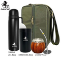 1 juego/lote de kits de viaje Gaucho Yerba Mate. Incluye termo de acero inoxidable, calabazas, bombilla, pajita y lata de té.