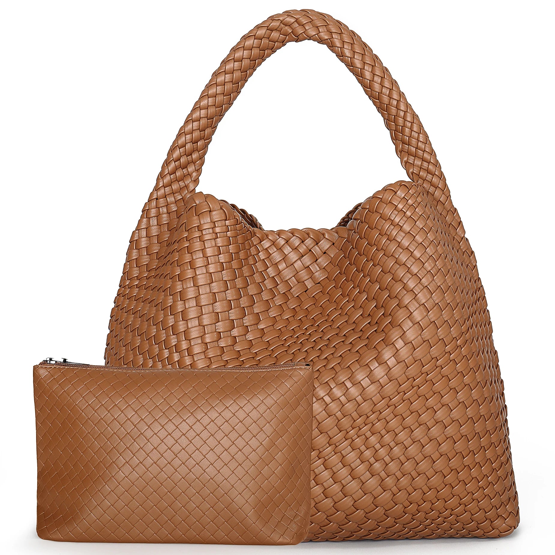 Bolso tote tejido para mujer, bolso de mano grande tejido, bolso de hombro de cuero suave, bolso de compras para el trabajo, bolso tote de playa de verano con monedero