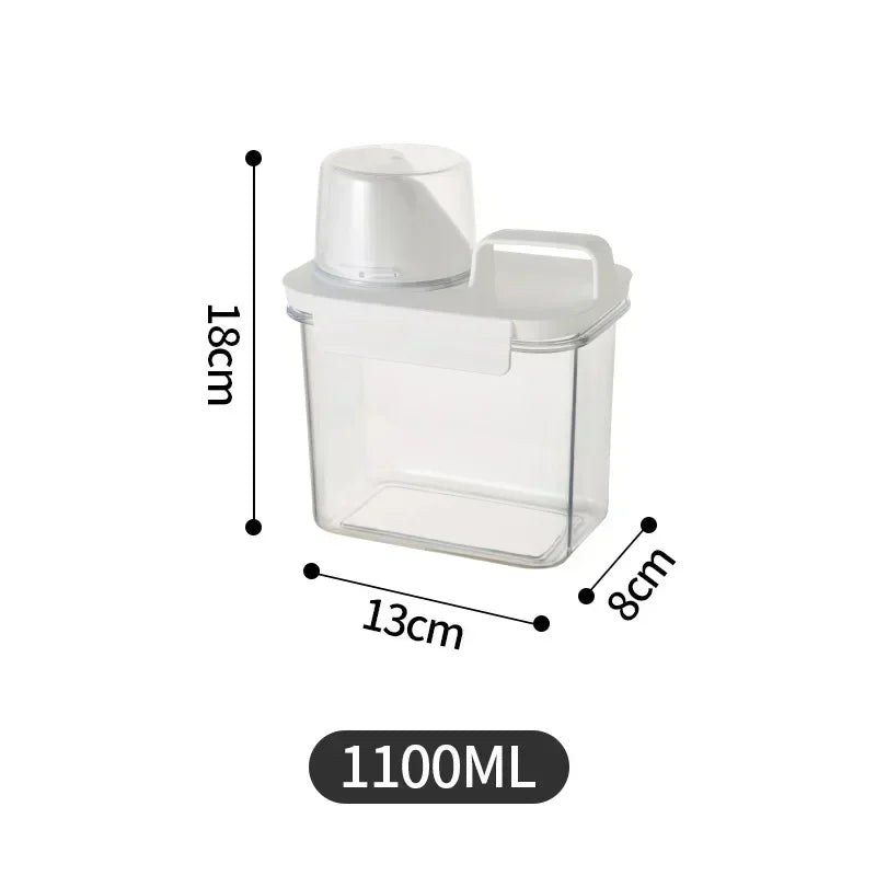 Dispensador hermético de detergente en polvo de 1100/1800/2300 ml. Caja de almacenamiento transparente para detergente líquido en polvo con tapa.
