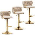 Juego de 3 taburetes giratorios de terciopelo beige, altura ajustable para mostrador con respaldo, ideales para isla de cocina, pub, personalizados.